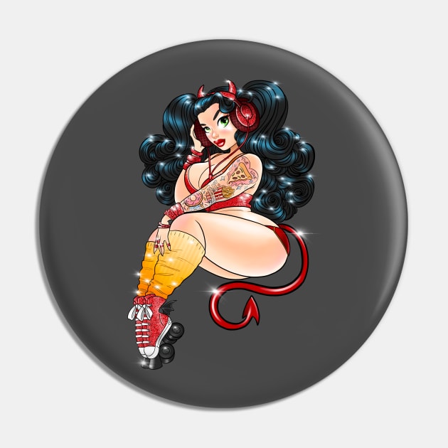 Sparkle Roller Demon pinup Pin by Becca Whitaker