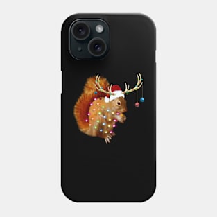 Squirrel Christmas Tree Lights Reindeer Santa Hat Xmas Squirrel Lover Gift Phone Case