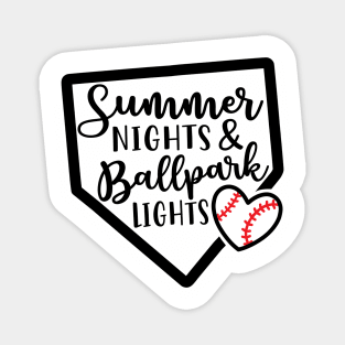 Summer Nights Ballpark Lights Baseball Magnet