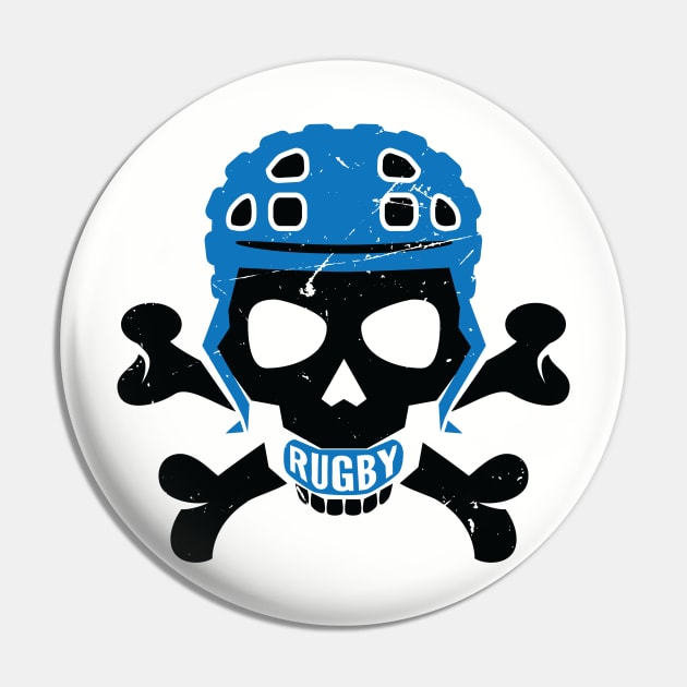 Rugby Fan Pirate Headgear Skull Pin by atomguy