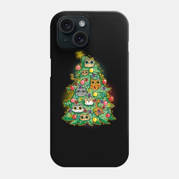 Christmas Tree Cats Phone Case by Norse Dog Studio