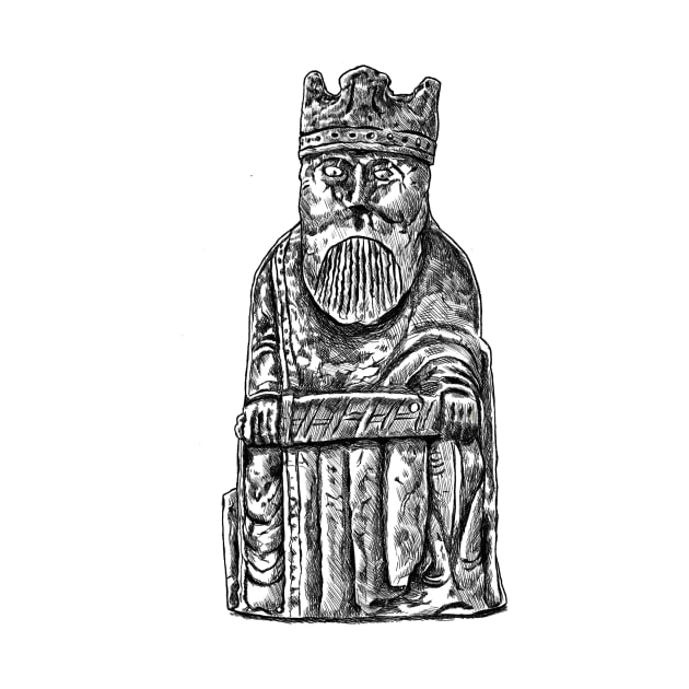 Majestic Monarch: The Lewis Chessmen King Design by Holymayo Tee