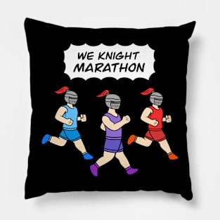 Funny marathon with knights Pillow