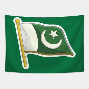 Pakistan flag Sticker design vector. Pakistan independence day 14th of august. Flag of the Republic of Pakistan in the wind on flagpole sticker design logo. Tapestry