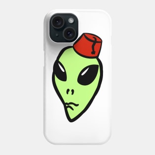 green alien wearing a fez Phone Case