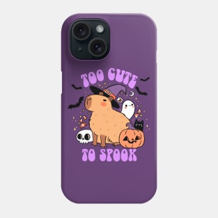 Too cute to spook cute capybara ready for halloween Phone Case