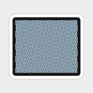 Navy Blue White Geometric Squares Pattern Magnet