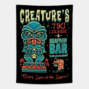 Black Lagoon Tiki Bar - Creepy Cute Creature - Hawaii Island Vacation Tapestry