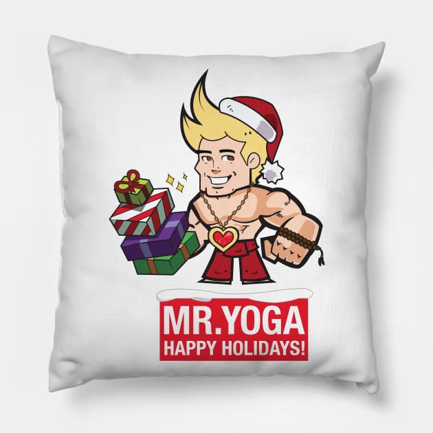 Mr. Yoga - Happy Holidays Pillow by MrYoga