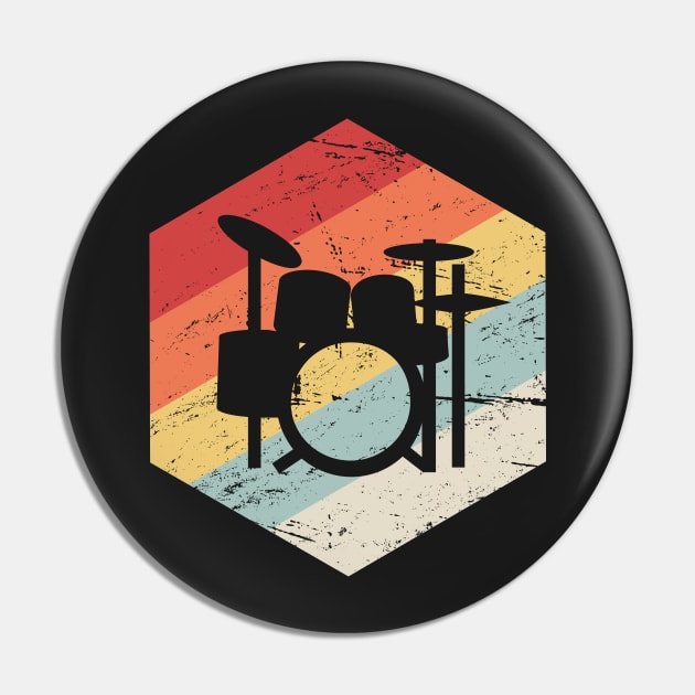 Retro 70s Drum Set Icon Pin by MeatMan