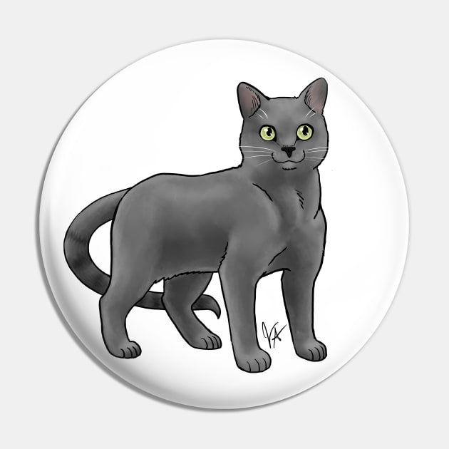 Cat - Russian Blue - Gray Pin by Jen's Dogs Custom Gifts and Designs