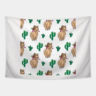 Cute Llamas Neck Gator Cactus Brown Lllama Tapestry