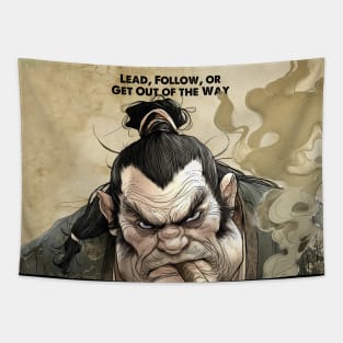 Puff Sumo: "Lead, Follow, or Get Out of the Way" -- General George Patton on a Dark Background Tapestry