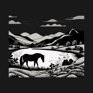 Equine Elegance: Majestic Horses in Beautiful Riding Landscape T-Shirt