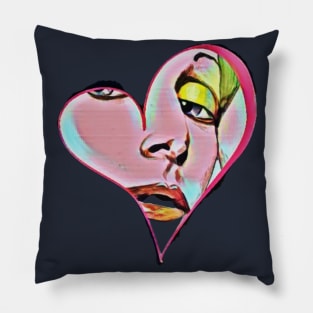 Heart shaped glamour model face Pillow