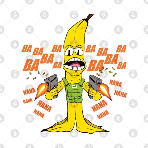 BA! BA! NANA! Funny Military Cartoon Banana! Food Fighter! by JonnyVsTees