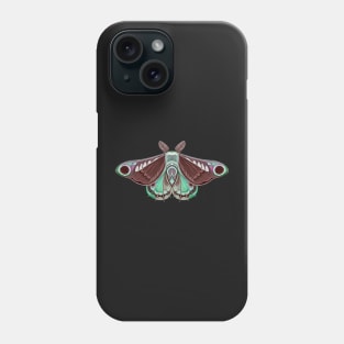 Moth sticker brown, green and pink pastel Phone Case