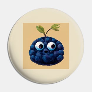 surprised blueberry cartoon looking to the side Pin