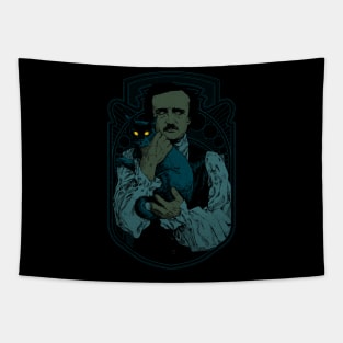 Poe and the Black Cat Tapestry