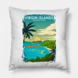 Virgin Islands National Park Vintage Travel Poster Pillow