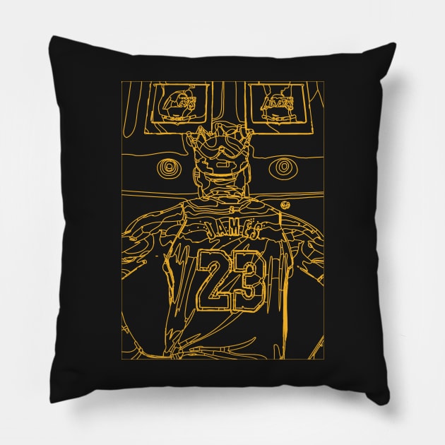 Lebron James Line Art Pillow by Playful Creatives