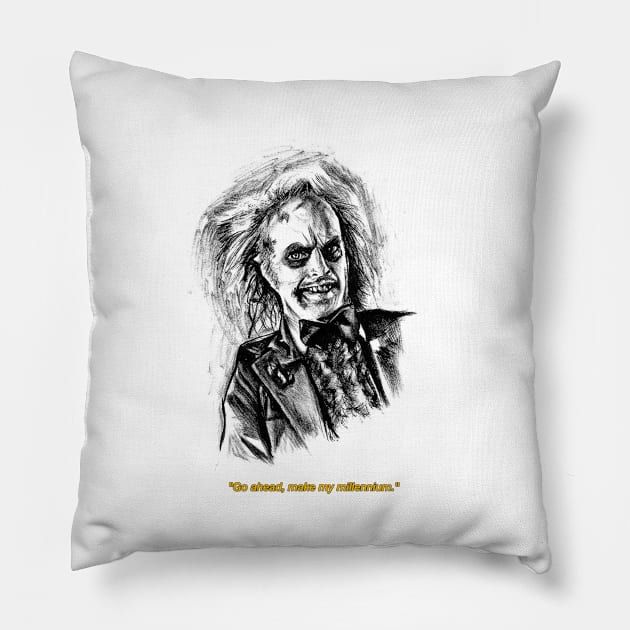 BeetleJuice Pillow by AlbertColladoArt