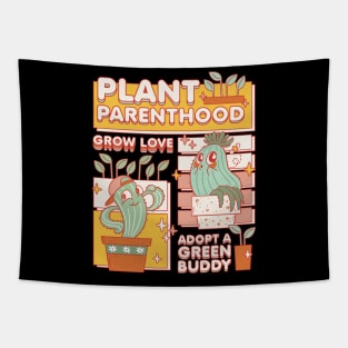 Cute Cactus Nurturing Plant Parenthood Gardening Lover Tapestry