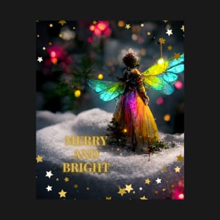 Colorful Christmas Fairy on A Winter Snowy Night T-Shirt