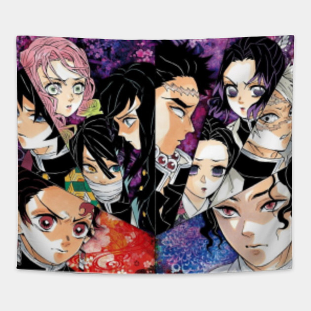 Tanjiro And The Pillars Vs Muzan Demon Slayer Tapestry Teepublic