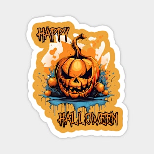 Spooky Pumpkin Happy Halloween Magnet