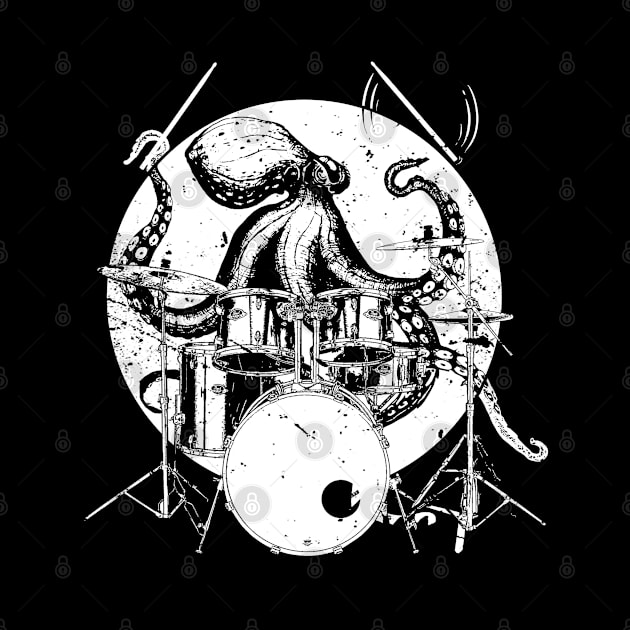 Drummers Gift Print Cool Drumming Octopus Print by Linco