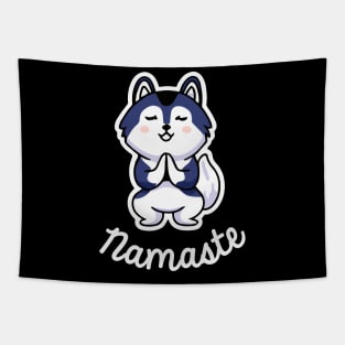 Husky Namaste Yoga Dog Lover Malamute Tapestry