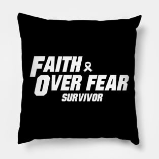 lung cancer Awareness white ribbon faith over fear survivor Pillow