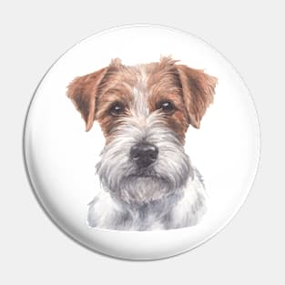 Rough Coated Jack Russell Terrier Watercolor Art Pin