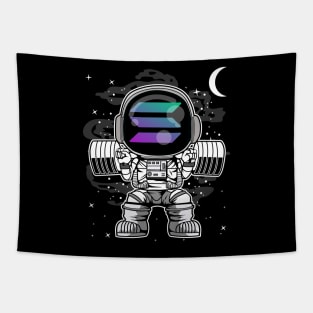 Astronaut Lifting Solana SOL Coin To The Moon Crypto Token Cryptocurrency Blockchain Wallet Birthday Gift For Men Women Kids Tapestry