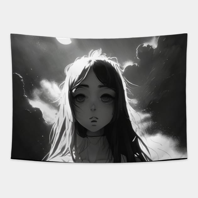 Black and white anime tapestry sales