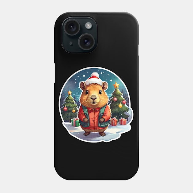 Capybara Christmas, Christmas Animals, Cute Adorable Funny Capybara Phone Case by PorcupineTees