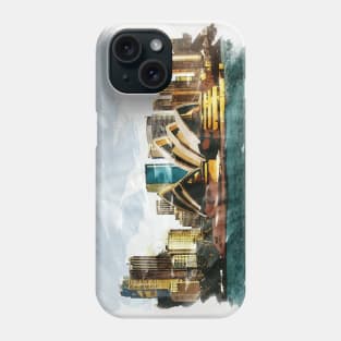 Sydney Australia Opera House Waterfront Watercolor Travel Painting Phone Case