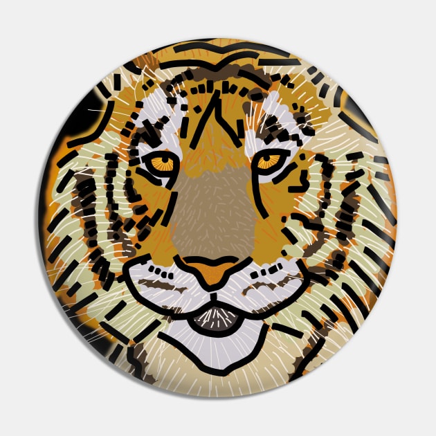 Tiger Portrait Pin by ellenhenryart
