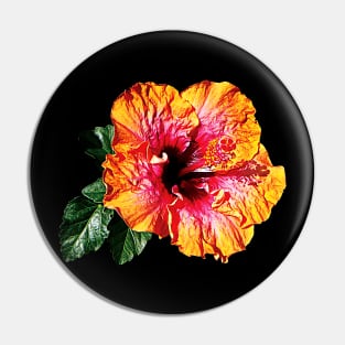 Hibiscus - Orange and Red Hibiscus Pin