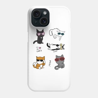 Funny cats with glasses Phone Case