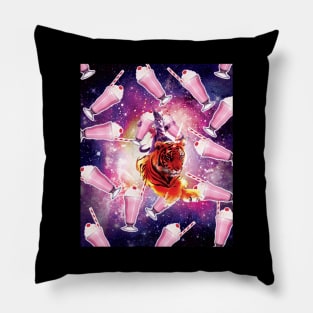 Warrior Space Cat On Tiger Unicorn - Milkshake Pillow