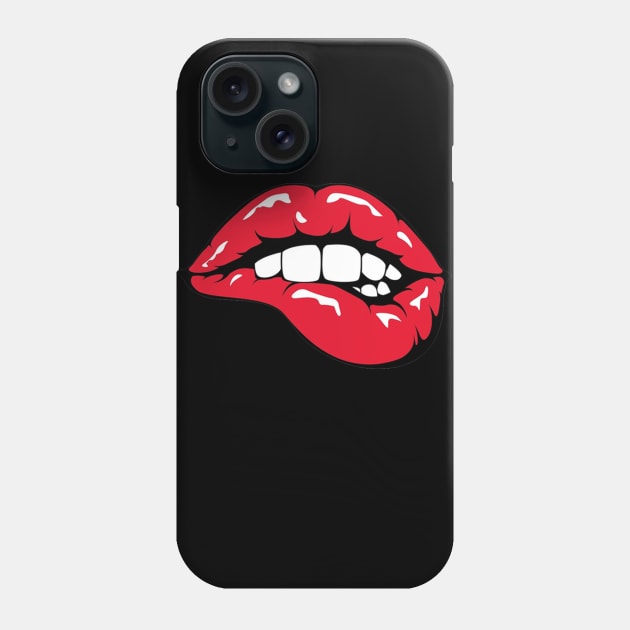 Red Lips Pop Art Phone Case by BadDesignCo