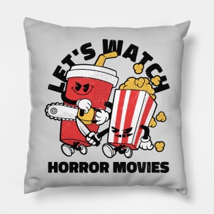 Let's Watch Horror Movies // Funny Retro Cartoon Horror Movie Addict Pillow