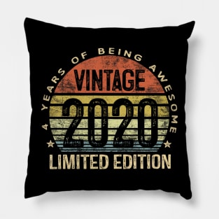 Kids 4 Year Old Gifts Vintage 2020 Limited Edition 4th Birthday Pillow