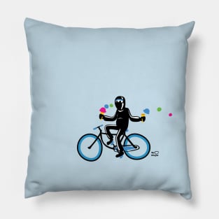 Ninja on a blue bike losing the ice cream! Pillow