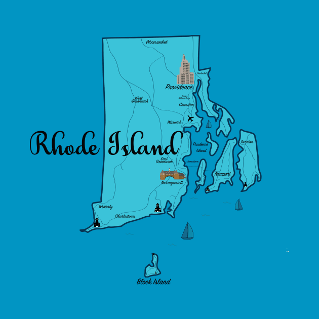 Rhode Island Ocean State- Map by ACGraphics