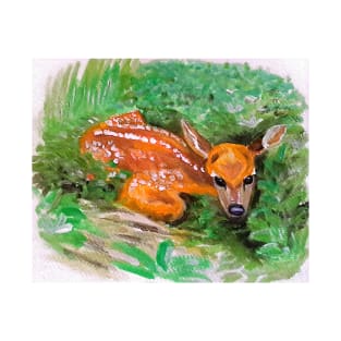 Fawn in grass square crop T-Shirt