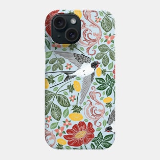 Floral Pattern of Flying Swifts Phone Case