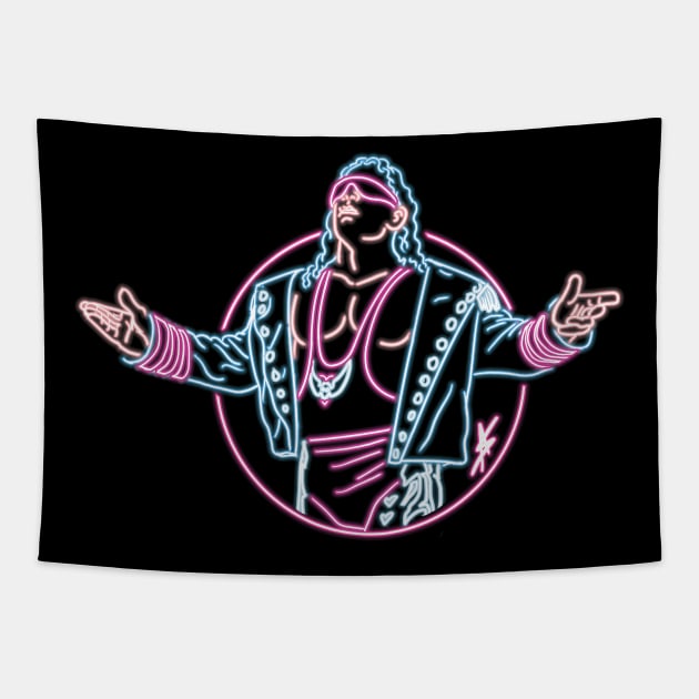 Bret Hart neon Tapestry by AJSMarkout